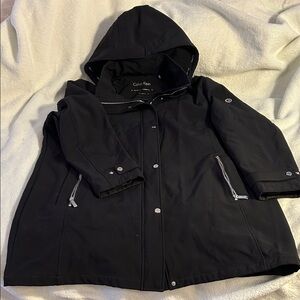 Calvin Klein Black Raincoat with Hood